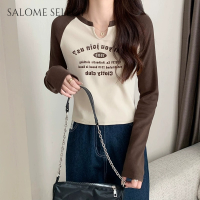 SALOME SELECT เสื้อครอป เสื้อยืด ชุดเซ็ทผู้หญิง เสื้อยืดคอกลม เสื้อยืด ผญสวย ๆ เวอร์ชั่นเกาหลี ผ้าคอตตอน ใส่สบาย เรียบง่าย 2023NEW 36Z230907