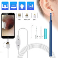 3 in 1 Ear Cleaning Endoscope Spoon Type C Mini Camera USB Ear Picker Ear Wax Removal Visual Mouth Nose Otoscope for Android PC