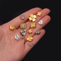 【CW】◘  20 Pieces Hole Beads Mary Hand Beaded Catholic Medal Pendant Large Bead Ornament