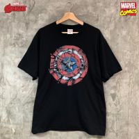 ลิขสิทธิ์แท้จาก Marvel เสื้อยืด Captain America Broken shield แขนสั้นผู้ชาย สีดำ Official licences mvx-039