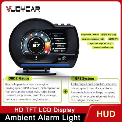 Vjoycar V60 HUD OBD GPS Dual System Head Up Display Auto Display Smart Car HUD Gauge Digital Security Alarm Water Oil Temp.