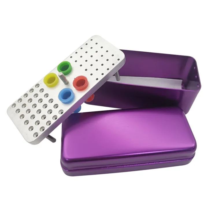 60 Holes Dental Bur Blocks with Cover Autoclavable, Aluminum Burs Case