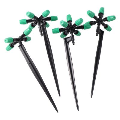 ；【‘； 1/2Inch 4 5 6 7-Way Garden Sprinklers With Support Multi-Nozzle Adjustable Mist Sprinklers Atomizing Micro Irrigation Watering