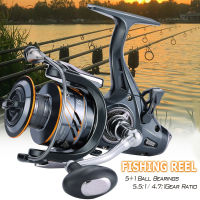 Souilang ด้านหน้าด้านหลังเบรคคู่ลากสูงสุด10กก. 5.5:1 Super Strong Dual ความเร็วสูงปลาคาร์พ Feeder Spinning Fishing Reel Pesca