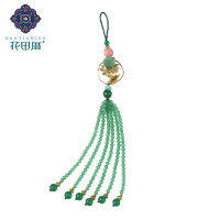 Handmade Ethnic Tassel Pink Stone Bead With Alloy Flower Green J ade Lotus Bead Pins Brooch Woman Jewelry Accessories XZ-190101