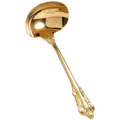 304 Stainless Steel Soup Ladle Cooking Tool Kitchen Accessories Gold Scoop Tablewares Gold Plated Soup Serving Spoon