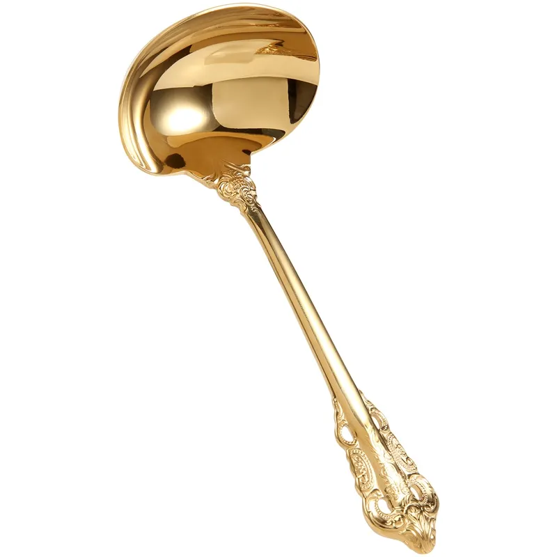 1 Piece 304 Stainless Steel Soup Ladle Cooking Tool Kitchen Accessories  Gold Scoop Tablewares Gold Plated Soup Serving Spoon