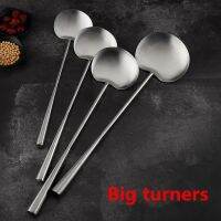 Stainless steel big long handle spatula spoon scoop restaurant canteen chef large pot shovel kitchen utensil set bamboo spatula