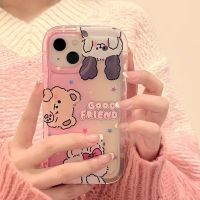 เคสโทรศัพท์มือถือ ซิลิโคนนิ่ม TPU ใส กันกระแทก ลายหมี กระต่ายน่ารัก สําหรับ IPhone 14 13 12 11 Pro X XR XS Max 6 6S 7 8 Plus