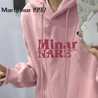 Marquise1997 เสื้อฮู้ด เสื้อแขนยาวอบอุ่น หลวมและสบาย คลาสสิค แฟชั่น สไตล์ สบายๆ A28J11Y 42Z231020