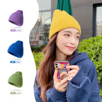 Beanies หมวกทำด้วยผ้าขนสัตว์เวอร์ชั่นเกาหลีของหลายร้อยสีลูกกวาดถักหมวกหนาอบอุ่นแตงโมหมวกหมวกผู้ใหญ่กลางแจ้ง