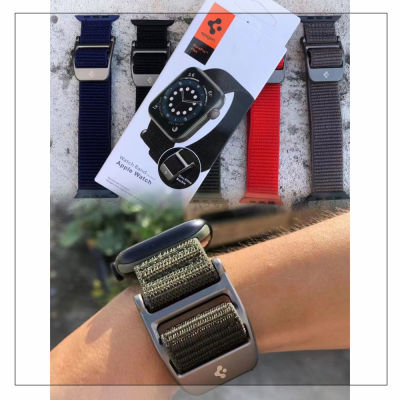 Spigen DuraPro Soft Nylon Loop Band พร้อมหัวเข็มขัดโลหะสำหรับนาฬิกา49มม. 45มม. 44มม. 42มม. Breathable Nylon Watch Band Fit สำหรับ Apple Watch Ultra Series 7 6 5 4