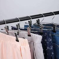 10Pcs Metal Trousers Hangers, Non-Slip Clips Hanger for Slacks Jeans Socks, Skirts Hangers with 2-Adjustable Clips