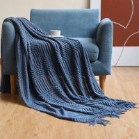 Nordic Knitted Blanket Travel Blanket Grey Khaki Blue Yellow Sofa Throw Blanket with Tassels Air Condition Blankets 127x170cm/ 130x230cm