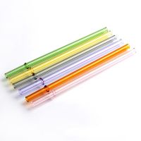 ₪ 23cm Glass Straws Eco Friendly Reusable Drinking Straw For Smoothies Cocktails Kitchen Bar Drinking Accessories Straight Straws