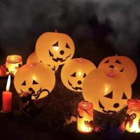 ▬✖ 5Pcs 12 Inch Halloween Pumpkin Latex Balloons With Light LED Glow In The Dark Pumpkin Ghost Balloons Halloween Party Decorations