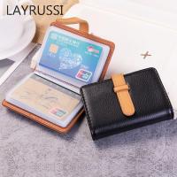 LAYRUSSI Multi-card Position PU Leather Card Holder Women Small Wallet Ladies Purse Men Slim Card Holder Wallet Male Clutch Bag