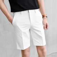 Pleated Shorts Men Summer White Shorts Korean Fashion Casual Shorts Work Wear Clothes Breathable Comfort Slim Fit Bermudas 2022