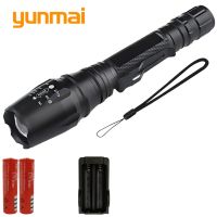 Led Flashlight Zoomable Aluminum 8000 Lumen 2* 18650 Rechargeable Battery Torch Waterproof Outdoor for Camping Lantern Rechargeable  Flashlights