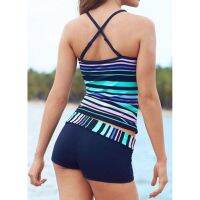 Women Stripes Sports Swimwear Plus Size Swimming Suits