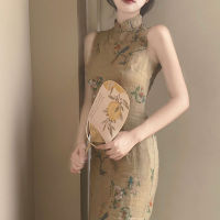 R Cheongsam เก่าเซี่ยงไฮ้ภาพวาดโบราณ Qipao ชุดฤดูร้อน2021ใหม่ Republic Of China สไตล์ยาว Vintage Dress