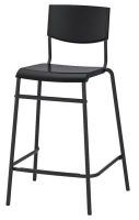 STIG Bar stool with backrest, black/black, 63 cm (สตีก เก้าอี้บาร์มีพนัก, ดำ/ดำ, 63 ซม.)