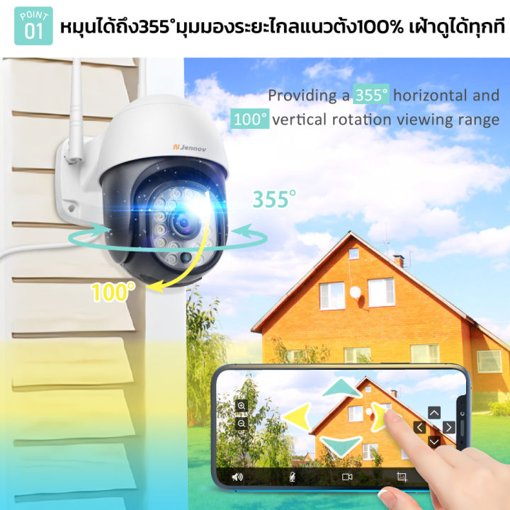 กล้องวงจรปิดไร้สาย-รุ่นใหม่ล่าสุด-ความละเอียด-5mp-บันทึกภาพและเสียงได้กล้องไร้สายกันน้ำ-กันฝุ่น-ป้องกันฟ้าผ่า-app-v380ภาษาไทย-ติดตั้งง่าย