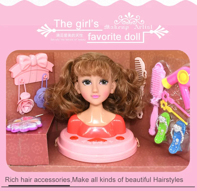 Kids Makeup Playset Styling Head Doll Hairstyle Beauty Game With Hair Dryer  Birthday Gift For Girls