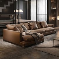 LUSSO โซฟา Italian Design Genuine Leather Sofa, หนังแท้, Large Living Room Sofa，Villa，High-end