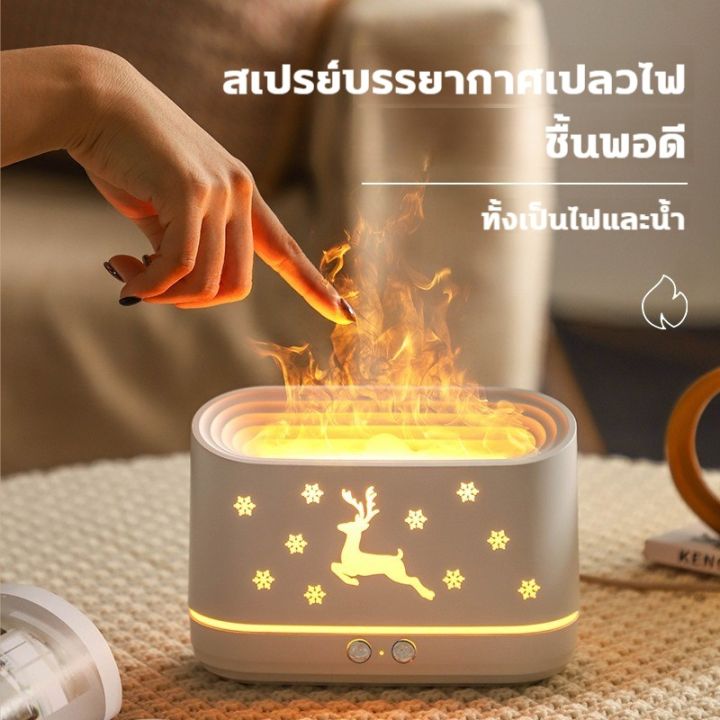 เครื่องพ่นไอน้ำ-เครื่องทำความชื้น-300ml-เครื่องทําความชื้นเปลวไฟ-การปรับสเปรย์สามระดับ-รวมแสงและเงา-หมอก-จับเวลา-8-ชม-เสียงเงียบ-เปลวไฟจําลอง-เครื่องฟอกอากาศในสำนักงาน-เครื่องฟอกอากาศ-เครื่องพ่นอโรม่า