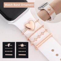 ▣❍ Do Apple Watch Band Ornament diamentowy motyl metalowy Charms pierścionek kreatywny broszka Smart Watch akcesoria do paska