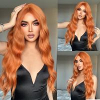 【jw】❦△❏  Ginger Synthetic Wigs with Bangs for Curly Hair Wig Resistant
