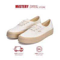 ❏℡ MISTERY รองเท้าผ้าใบ แบบผูกเชือก รุ่น LATTE สีครีม ( MIS-620)