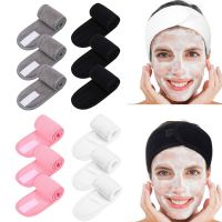 【YF】 3Pcs Facial Spa hair accessories Kit Makeup Shower Bath Wrap Adjustable Stretch Towel with Magic Tape