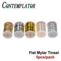 4/5pcs Flat Mylar Tinsel Fly Tying Thread For Classic Flies 0.5mm/1mm width Flash Tinsel Gold Silver Pearl Fly Fishing Flies Fishing Lines