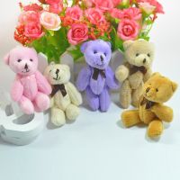 6pcs 8cm Bow Tie Bear Plush Dolls Cute Cartoon Teddy Bear Stuffed Toys Bag Pendent Movable Joint Bear Plush Keychain Girls Gifts