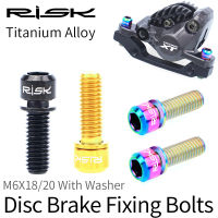 RISK 4PCS M6x1820mm Bicycle Disc ke Fixed Bolts with Washer Titanium Mountain Bike ke Caliper Clamp Cycling Accessories