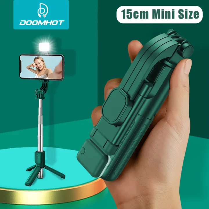 DoomHot Mini Selfie Stick Bluetooth Remote Selfie Stick Desktop Stand Selfie Stick Portable Stretchable Holder Anti-Shake Stabilizer Adjust 360°Rotating Stand Holder Self-Timer Artifact Rod with LED F