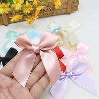 20 or 50PCS 85*85mm Satin Ribbon Pink Bows Decoration Bowknot Gift Bows For Crafts Flower Wedding Bow Birthday DIY Party Gift Wrapping  Bags