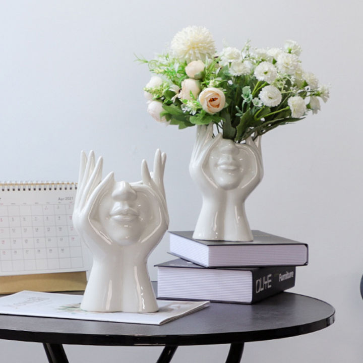 body-art-ceramic-vase-decoration-crafts-simple-face-living-room-flower-arrangement-nordic-decoration-home-vase-home-decoration