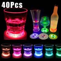 40 Pcs LED Light-emitting Cup Sticker Colorful Flashing Bottle Sticker Light-emitting Coaster Stall Bar Light-emitting Props