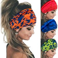 BOHEMIAN LEOPARD PRINT SPOT KNOTTED SPORTS FITNESS WIDE BRIMMED HEADBAND