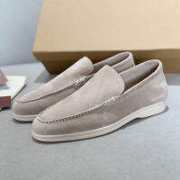 Men Winter 2022 England Style Fashion Cowhide Soft Slip-On Loafers Business Comfortable Flat Sole Man Suede Shoe