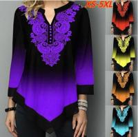 COD dhdfxcz Plus Size Blouse for Women Loose Gradient Ladies Tops S-5XL