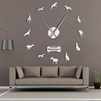 ZZOOI Doberman Pomeranian Rottweiler Poodle Pitbull Siberian Husky Jack Russel Popuar Dog Breeds DIY Giant Wall Clock Puppy Home Decor