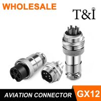 1Set GX12 2 3 4 5 6 7 Pins Male &amp; Female Docking Aviator Aviation Plug Socket Circular Nut Connector Cable Connector Electrical Connectors