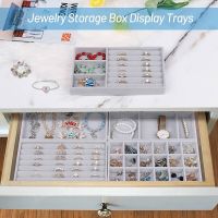 ：》’【 Jewelry Organizer Tray, 10 Pcs Stackable Velvet Jewelry Organizer For Drawer, Jewelry Storage Display Trays Showcase