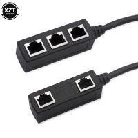 Black Splitter Ethernet RJ45 Cable Adapter 1 To 3 Port LAN Network Plug Connector For Networking Extension Cables