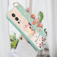 เคส PMP สำหรับ OnePlus Nord 2 5G OnePlus Nord CE 2 Lite 5G (พร้อมสายรัดข้อมือ) เคสป้องกันการกระแทกของคลุมทั้งหมดเคสโทรศัพท์พระจันทร์สีกุหลาบขอบสี่เหลี่ยมปลอกซิลิโคนน้ำ