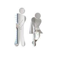 3D Acrylic Bathroom Mirror Stickers Woman amp;Man Toilet Sign Sticker Washroom Bath Self adhesive Door Sticker Home Hotel Decoration